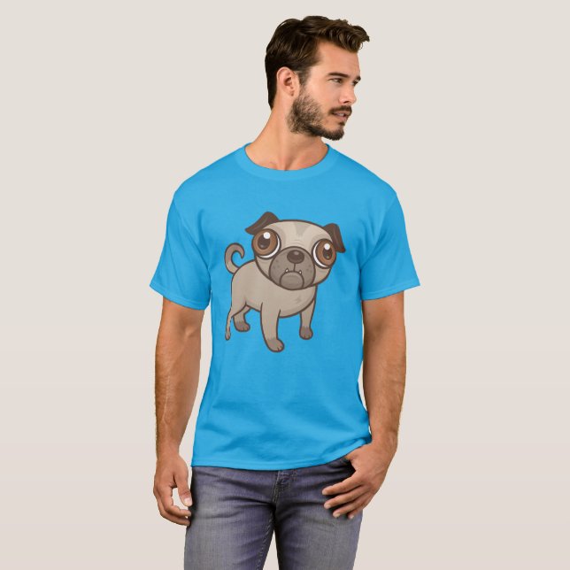 Mops Puppy Cartoon T-Shirt (Vorne ganz)