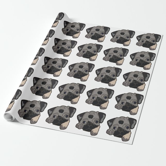 MOPS PUPPY DOG GESCHENKPAPIER (Ungerollt)