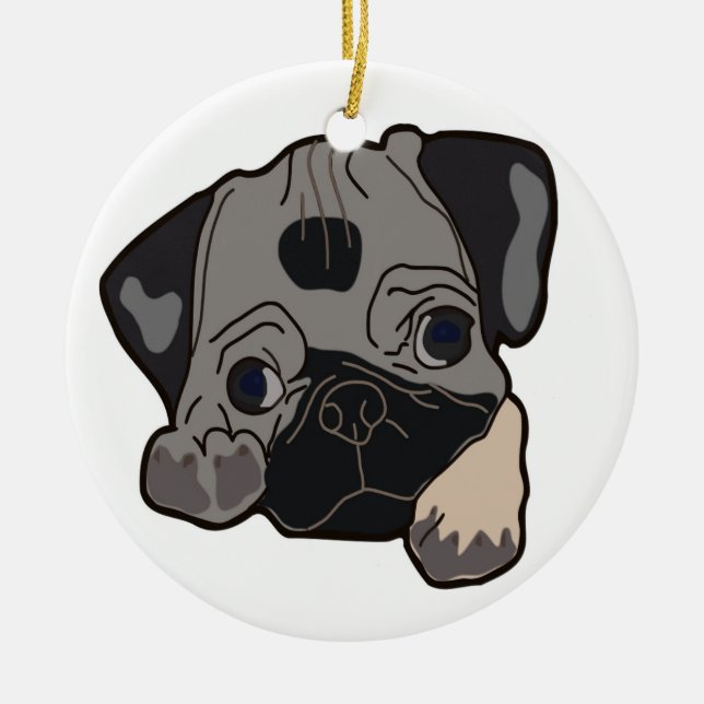 MOPS PUPPY DOG KERAMIKORNAMENT (Vorne)