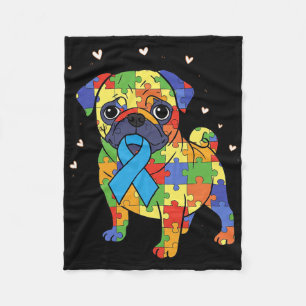 Mops Puzzle Autismus Bewusstsein Autistischer Hund Fleecedecke