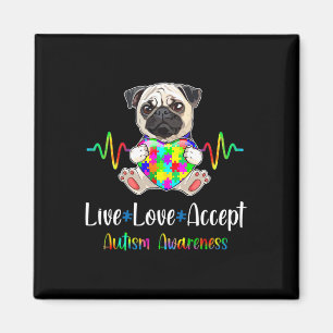 Mops Puzzle Piece Live Liebe Akzeptieren Autismus Magnet