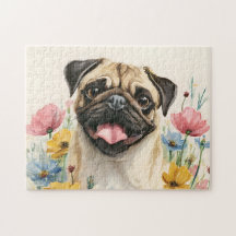 Mops-Puzzle – Wasserfarbe