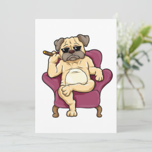 Mops Rauchen Zigar Echt Cooler Mops Hund Feiertagskarte