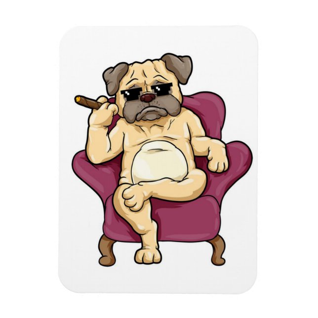 Mops Rauchen Zigar | Echt Cooler Mops Hund Magnet (Vertikal)