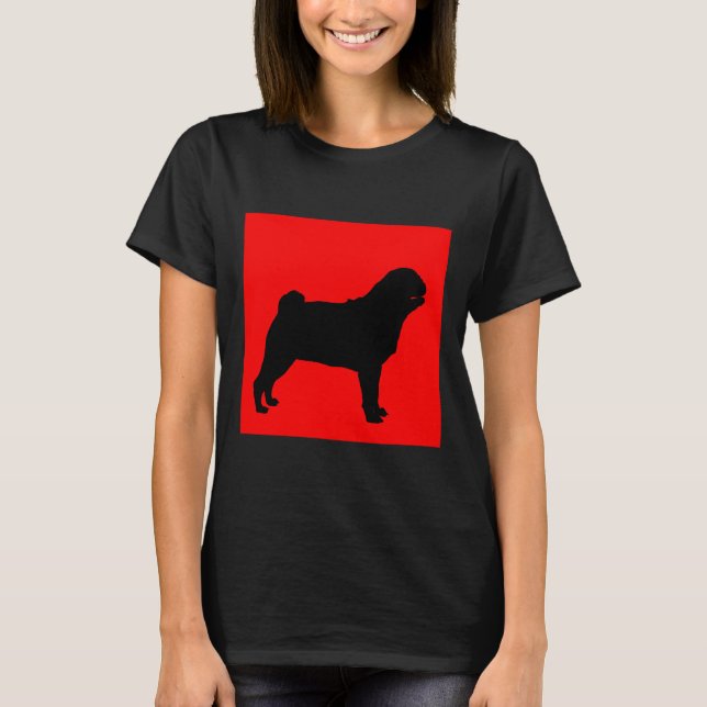 Mops Red Background Classic T - Shirt 699 (Vorderseite)