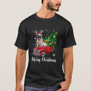 Mops Red Truck Weihnachten Weihnachtsmannmütze Wei T-Shirt