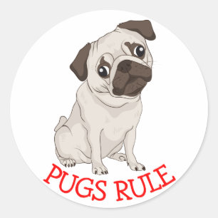 Mops Regel! Mops Hunde Cartoon Sticker / Siegel