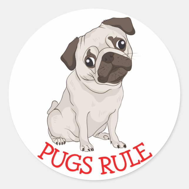 Mops Regel! Mops Hunde Cartoon Sticker / Siegel (Vorderseite)