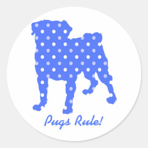 Mops-Regel-Polka-Punkt-Mops-Aufkleber - Runder Aufkleber