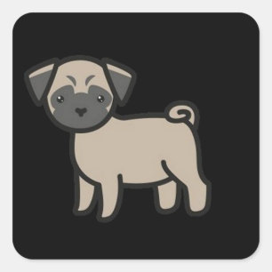 Mops Rehfarben Cartoon Quadratischer Aufkleber