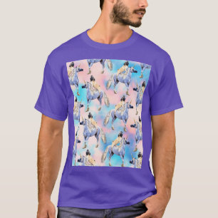 Mops reiten auf einem Einhorn-Grafik T-Shirt