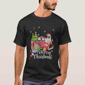 Mops Reiten Red Truck Xmas Frohe Weihnachten T-Shirt