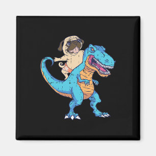 Mops reitet T-Rex surft Dinosaurier Lustiger Hunde Magnet