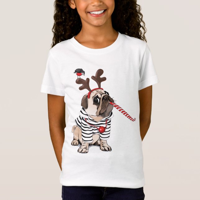 Mops-Ren der frohen Weihnacht-| T-Shirt (Vorderseite)