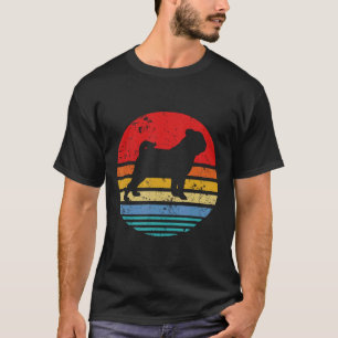 Mops Retro-Sonnenuntergang abgenutzt Mama Papa Hun T-Shirt