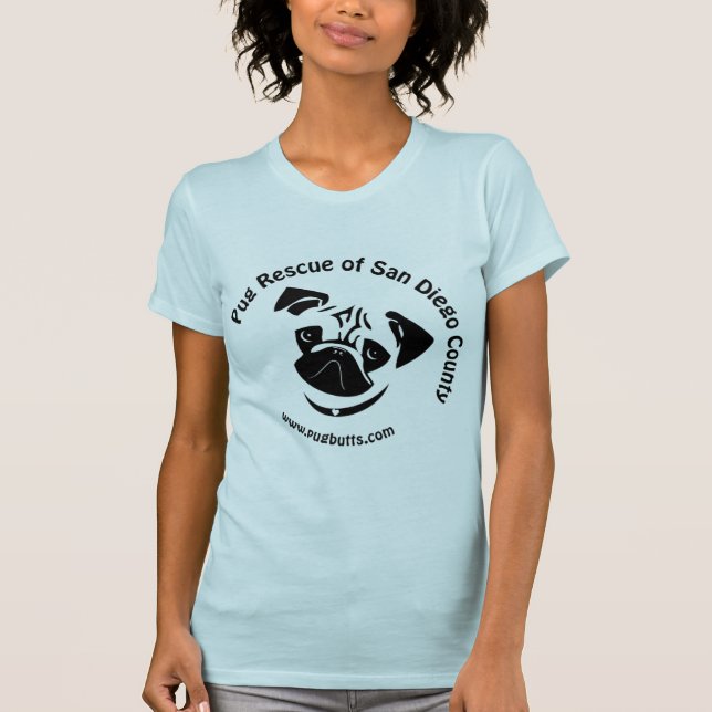 Mops-Rettung von San Diego County Logo T-Shirt (Vorderseite)