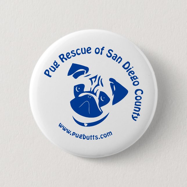 Mops-Rettungs-San Diego County Logo - Blau Button (Vorderseite)