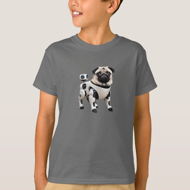Mops Robot Kid's T - Shirt (Vorderseite)