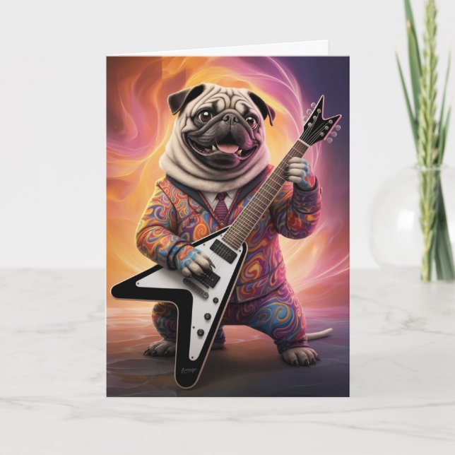 Mops Rock Star Card Karte (Vorderseite)