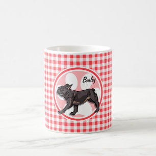 Mops; Roter und weißer Gingham Tasse