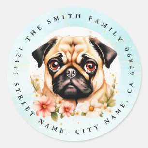 Mops-Round-Stickers Runder Aufkleber