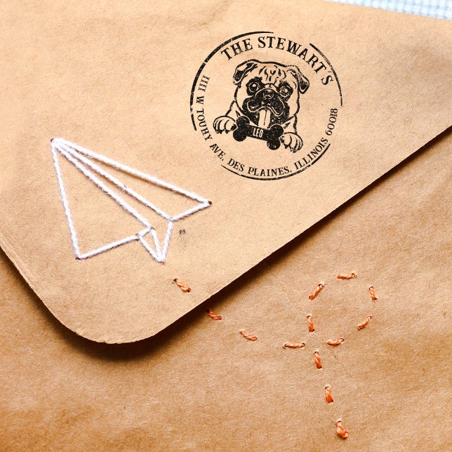 Mops-Rücksendeadresse Gummistempel (Von Creator hochgeladen)