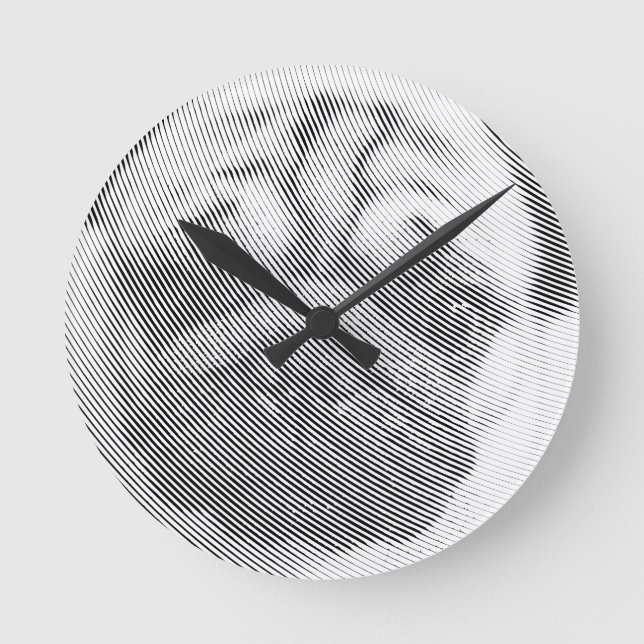 Mops Runde Wanduhr (Vorderseite)