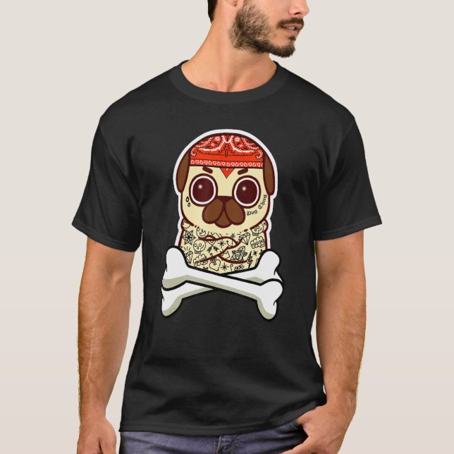 Mops Rüpel Tätowierter Mops T-Shirt (Vorderseite)