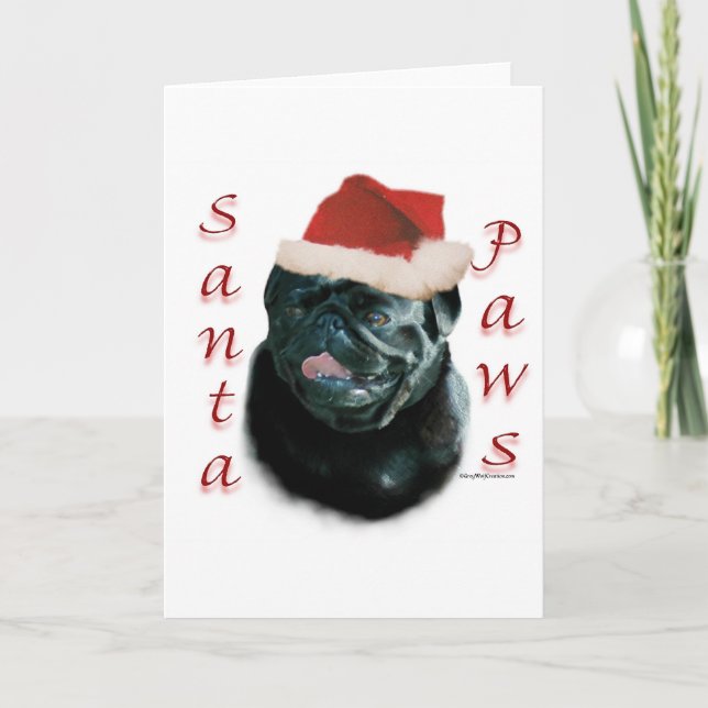 Mops (schwarz) feiertagskarte (Vorderseite)