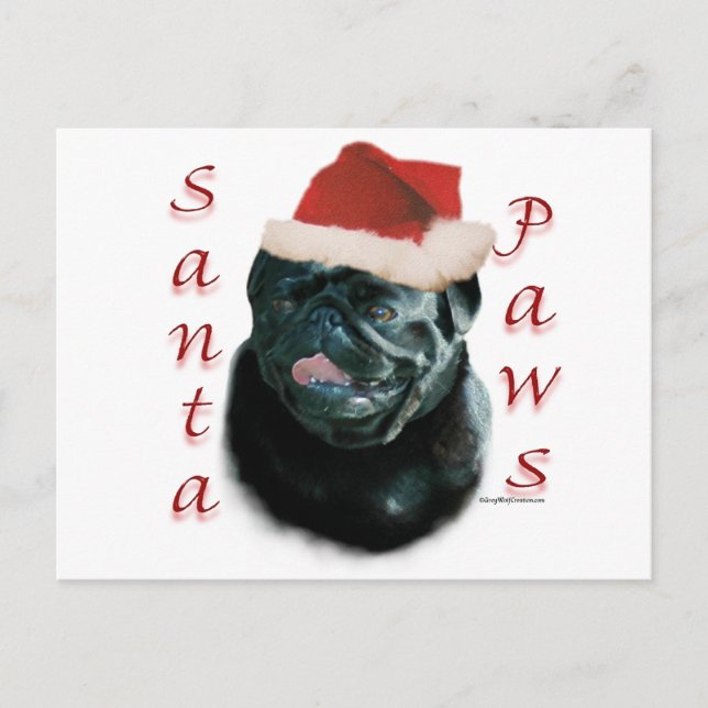 Mops (schwarz) feiertagspostkarte (Vorderseite)