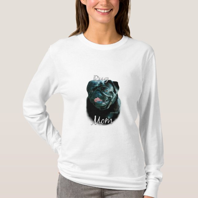 Mops (schwarz) Mama 2 T-Shirt (Vorderseite)