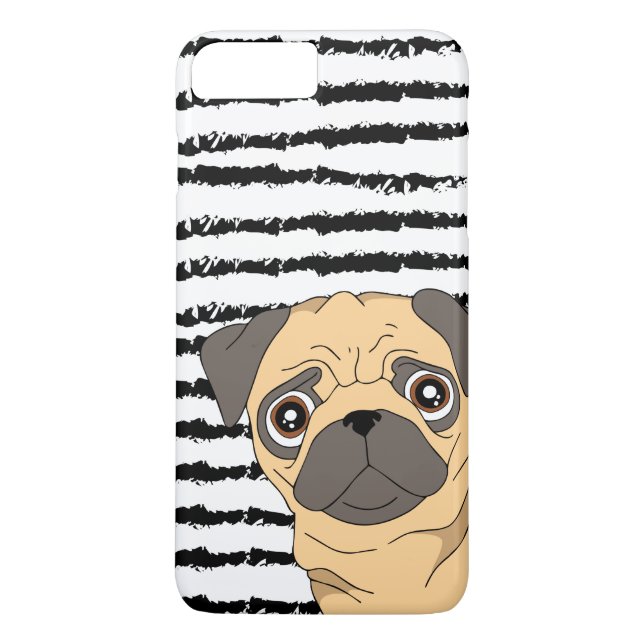 Mops Schwarz-weiß gestreift Case-Mate iPhone Hülle (Rückseite)
