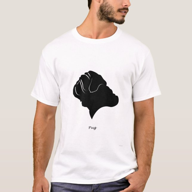 Mops - schwarze Silhouette T-Shirt (Vorderseite)