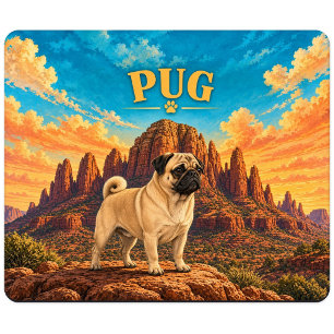 Mops, Sedona Rocks Vintage-Wasserfarbe Mousepad