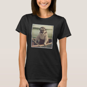 Mops Segler Angeln Vintage-Grafik T-Shirt