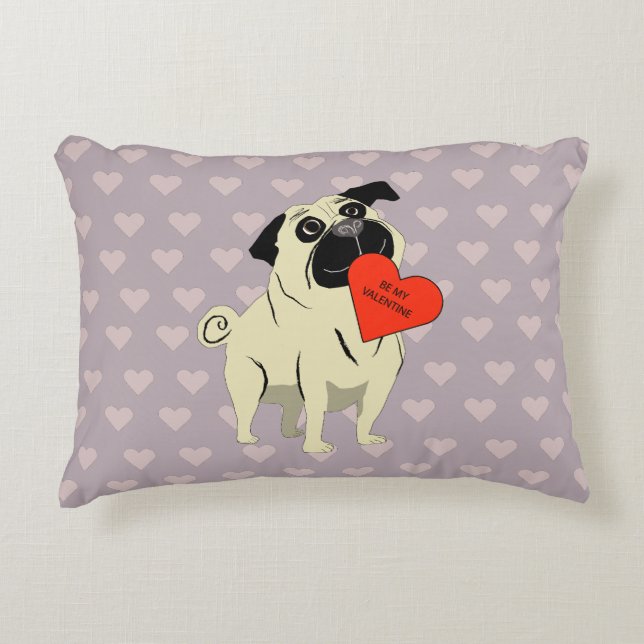 Mops sei mein Valentinstag Dekokissen (Vorderseite)