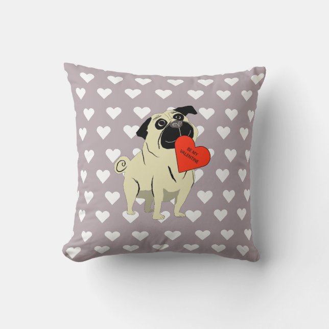 Mops sei mein Valentinstag Kissen (Vorderseite)