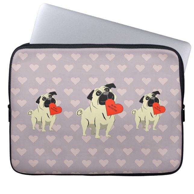 Mops sei mein Valentinstag Laptopschutzhülle (Vorderseite)