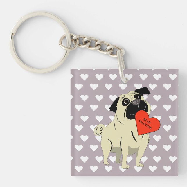 Mops sei mein Valentinstag Schlüsselanhänger (Vorderseite)