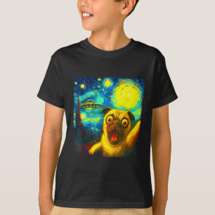 Mops-Selfie mit Alien-Ufo lustige sternenklare Nac T-Shirt