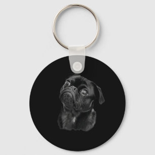 Mops-Shirt für Hunde-Mama Papa lustig süßer schwar Schlüsselanhänger