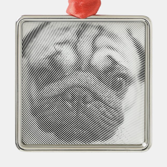 Mops Silbernes Ornament (Vorne)