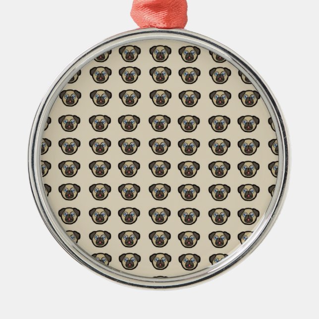 Mops Silbernes Ornament (Vorne)