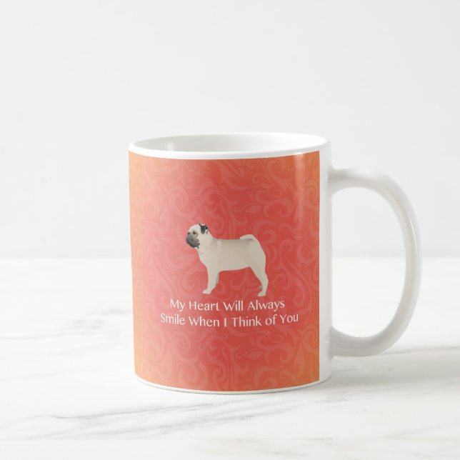 Mops Silhouette Denken Sie an Sie Design Tasse (Rechts)
