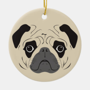 Mops-Silhouette Keramik Ornament
