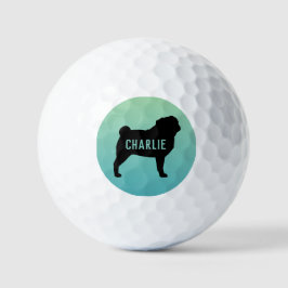 Mops Silhouette mit Individuelle Name Golfball