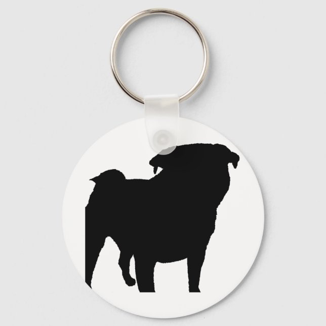 Mops Silhouette Schlüsselanhänger (Vorderseite)