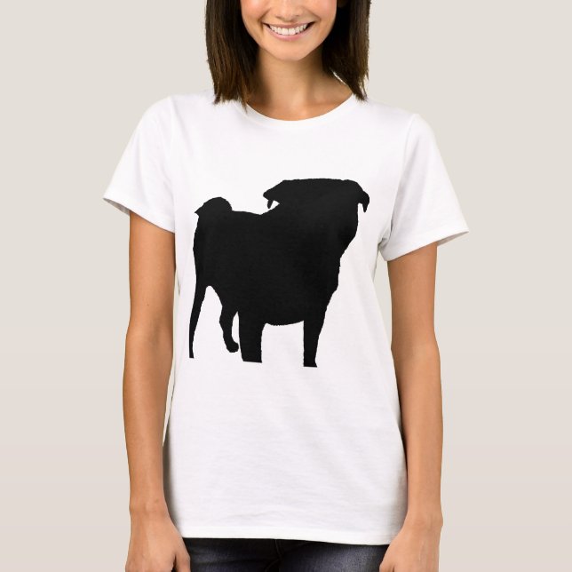 Mops Silhouette T-Shirt (Vorderseite)