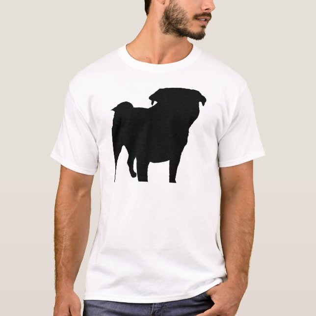 Mops Silhouette T-Shirt (Vorderseite)