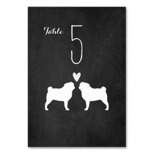 Mops-Silhouette-Tafel-Art-Hochzeit Tischnummer
